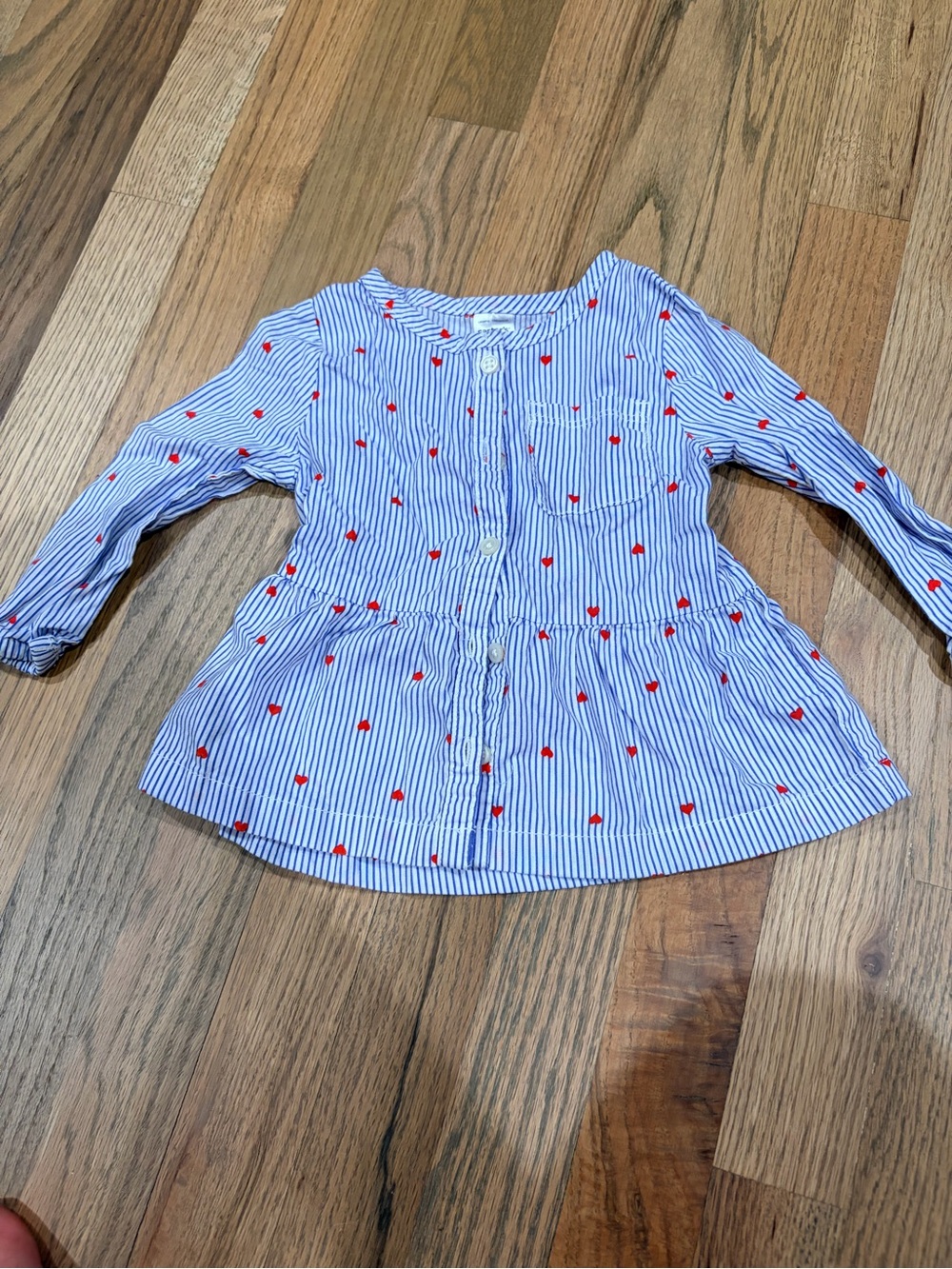 Carter’s baby girl peplum button down shirt with hearts and stripes